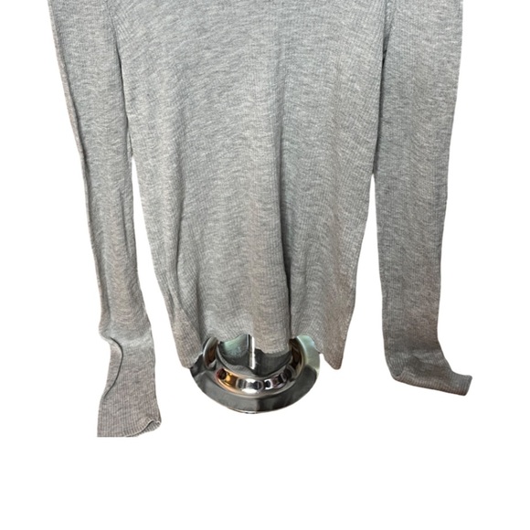 New Madewell Ruffle Shoulder Ribbed Knit Pullover Top Gray | Size L - Picture 5 of 13